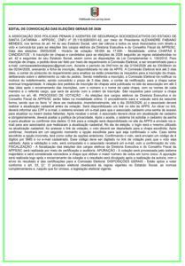 EDITAL DE CONVOCAÇÃO DAS ELEIÇÕES GERAIS DE 2026 (30/03/2026) – Link ficha de inscrição da chapa na página Institucional