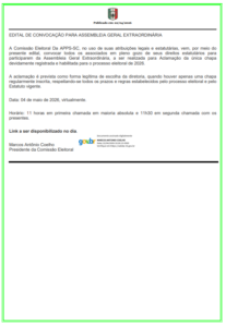 EDITAL DE CONVOCAÇÃO PARA ASSEMBLEIA GERAL EXTRAORDINÁRIA 22/04/2026