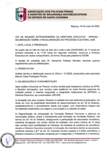 ATA DE REUNIÃO EXTRAORDINÁRIA DA DIRETORIA EXECUTIVA – APPS/SC – DELIBERAÇÃO SOBRE A REGULARIZAÇÃO DO PROCESSO ELEITORAL 2026
