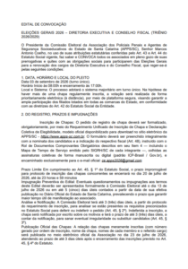 EDITAL DE CONVOCAÇÃO ELEIÇÕES GERAIS 2026 – DIRETORIA EXECUTIVA E CONSELHO FISCAL (TRIÊNIO 2026/2029)